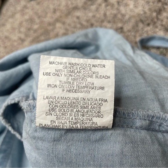 As U Wish Chambray Denim Cotton Tie Front Romper in Sky Blue Small - Picture 9 of 13